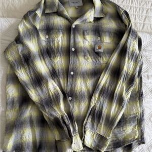 Carhartt Yellow and Gray Checkered Shirt